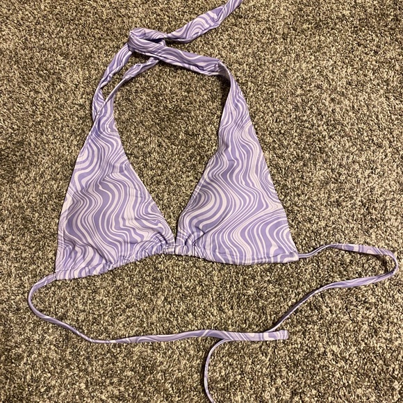 Purple Fluid Pattern Bikini Top Halter - Picture 4 of 5
